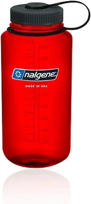 Nalgene 32 oz wide mouth water bottle, red with black cap