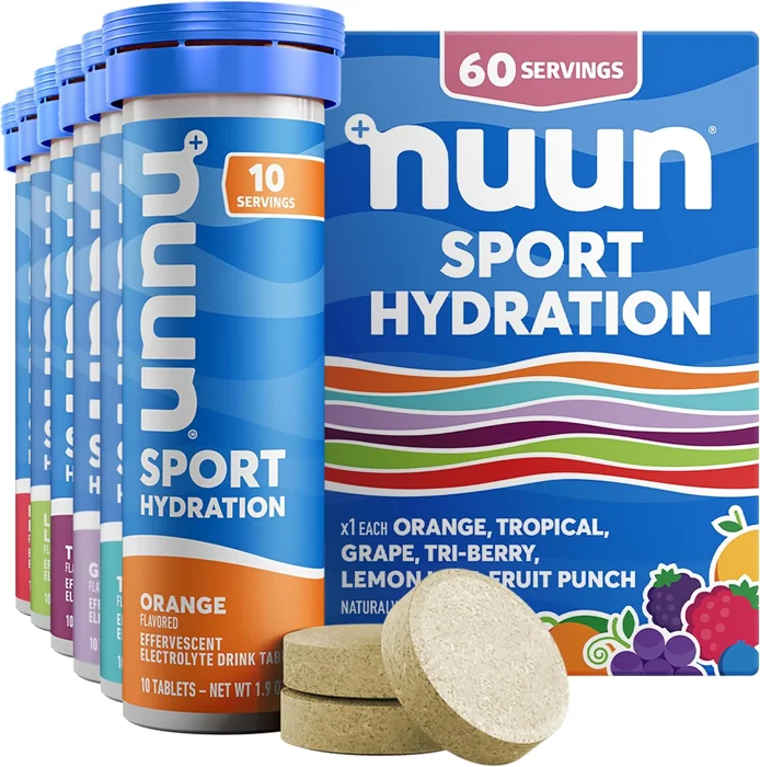 Nuun Sport electrolyte tablets, mixed flavors, six tubes